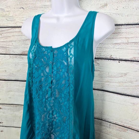 Aéropostale S Teal Blue Lace Front Tank Top - Picture 2 of 7